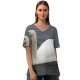yanfind V Neck T-shirt for Women Swan Swim Denmark Bird Vertebrate Ducks Geese Swans Beak Waterfowl Neck Summer Top  Short Sleeve Casual Loose