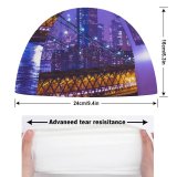 yanfind Swimming Cap Zac Ong York City Night Cityscape Purple City Lights Suspension  Buildings Elastic,suitable for long and short hair