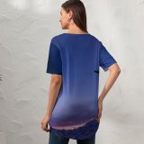 yanfind V Neck T-shirt for Women Ferhad Memmedov Graphics CGI Fantasy Elephant Whale Lands End Sky Underwater Summer Top  Short Sleeve Casual Loose