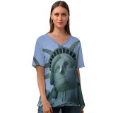 yanfind V Neck T-shirt for Women Freedom Sky Wallpapers Free States York Crown America Art Pictures Worship Summer Top  Short Sleeve Casual Loose