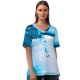 yanfind V Neck T-shirt for Women Vivid Transparent Flush Bottle Shed Dye Fluid Liquid Vibrant Drop Aqua Resources Summer Top  Short Sleeve Casual Loose