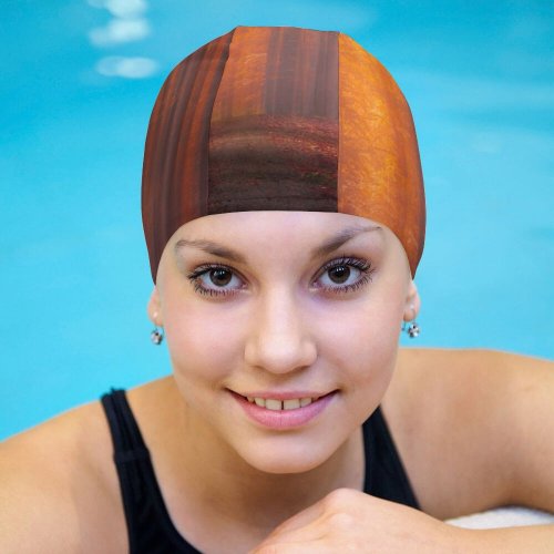 yanfind Swimming Cap Hmetosche Autumn Forest Pathway Fallen Leaves Sunset Landscape Trees Woods Elastic,suitable for long and short hair