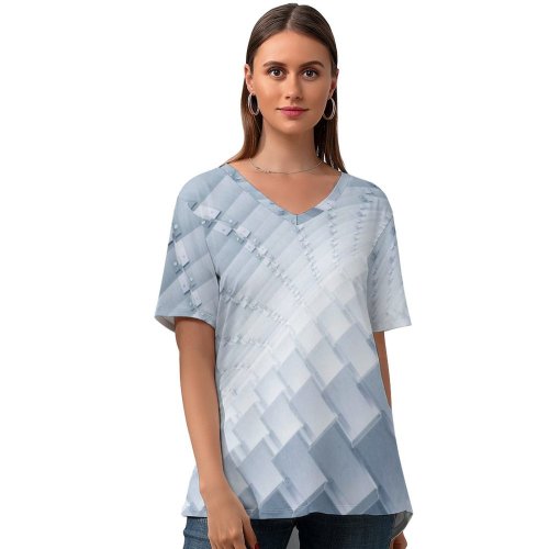 yanfind V Neck T-shirt for Women Otto Berkeley Summer Pavilion Serpentine Galleries Modern Architecture Interior Abstract Vanishing Point Summer Top  Short Sleeve Casual Loose