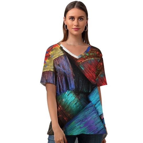 yanfind V Neck T-shirt for Women Blog HQ Colour Public Brush Wallpapers Nokomis Inspiration Craft Artist States Summer Top  Short Sleeve Casual Loose
