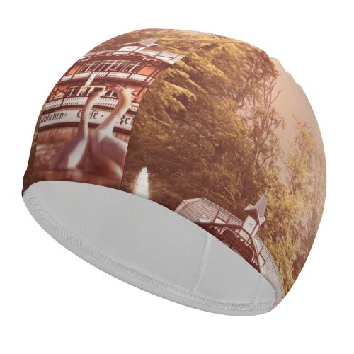 yanfind Swimming Cap Comfreak  Forest Trees  Light Lake Elastic,suitable for long and short hair