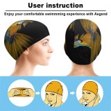 yanfind Swimming Cap Dark Macaw  Feathers Colorful  Bird Elastic,suitable for long and short hair