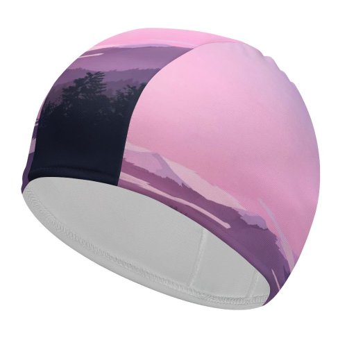 yanfind Swimming Cap RmRadev  Evening Sky Mountains Forest Silhouette Elastic,suitable for long and short hair