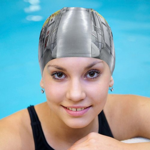 yanfind Swimming Cap Terminal Images Train Station Quiet Empty  Urban Free Subway Pictures Street Elastic,suitable for long and short hair