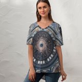 yanfind V Neck T-shirt for Women Otto Berkeley St Paul's Cathedral United Kingdom London Church Dome Ceiling Look Summer Top  Short Sleeve Casual Loose