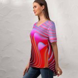 yanfind V Neck T-shirt for Women Ari Weinkle Abstract Twirls Colorful Spectrum Abstract Summer Top  Short Sleeve Casual Loose