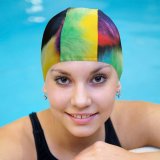 yanfind Swimming Cap Daniele Levis Pelusi Faux Fur Pom Balls Multicolor Colorful Macro Closeup Vibrant Elastic,suitable for long and short hair