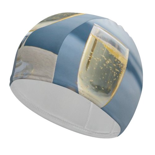 yanfind Swimming Cap Images Glass Thera Landscape Celebrate Alcohol Travel Free Goblet Wine Champagne Bubble Elastic,suitable for long and short hair