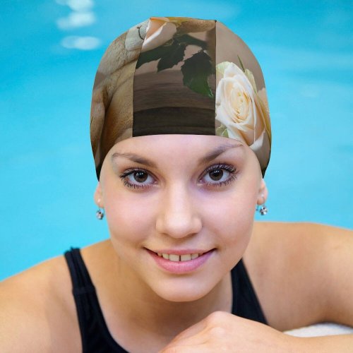 yanfind Swimming Cap Cute Teddy  Rose Toy  Valentine's Elastic,suitable for long and short hair