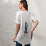 yanfind V Neck T-shirt for Women Building StatueGreen HQ Wallpapers Architecture States York Monument America Art Pictures Summer Top  Short Sleeve Casual Loose