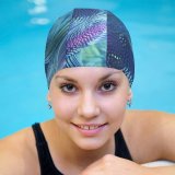 yanfind Swimming Cap Dante Metaphor Abstract Strands CGI Cyan Trails Elastic,suitable for long and short hair
