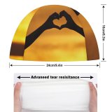 yanfind Swimming Cap Love Heart Hands Together Silhouette Lovers Couple Sunset Elastic,suitable for long and short hair