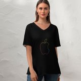 yanfind V Neck T-shirt for Women Technology Dark Minimal Colorful Summer Top  Short Sleeve Casual Loose