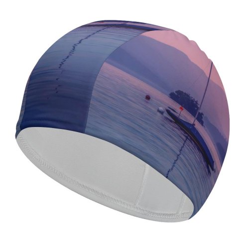 yanfind Swimming Cap Jonny Gios Windemere Lake Boat Bowness Bay Dawn Evening Mountains Colorful Sky Elastic,suitable for long and short hair