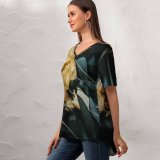 yanfind V Neck T-shirt for Women Arrangement Bouquet Floral Flor Flora Stem Naturaleza Wallpapers Plant Amarilla Tulip Summer Top  Short Sleeve Casual Loose