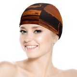 yanfind Swimming Cap Elena Dudina Cat Silhouette Sunset Sky Tree Branches Elastic,suitable for long and short hair