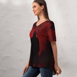 yanfind V Neck T-shirt for Women Creepy HQ Public Flare Albania Wallpapers Halloween Horror Outdoors Dark Pictures Summer Top  Short Sleeve Casual Loose