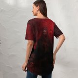 yanfind V Neck T-shirt for Women Shredder Graphics CGI Hell Demon Scary Frightening Summer Top  Short Sleeve Casual Loose