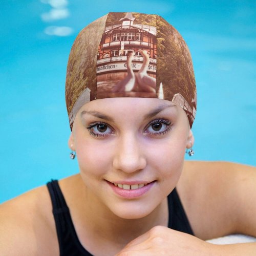 yanfind Swimming Cap Comfreak  Forest Trees  Light Lake Elastic,suitable for long and short hair