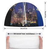 yanfind Swimming Cap Youen California Space Needle Seattle Washington Cityscape City Lights Night Time Skyscrapers Elastic,suitable for long and short hair
