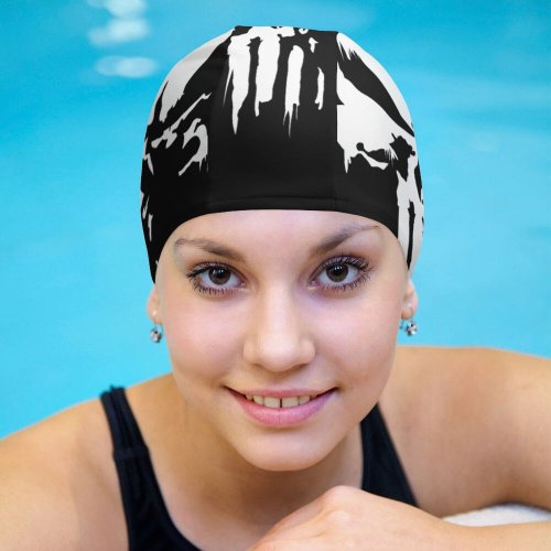 yanfind Swimming Cap TheGoldenBox Dark Minimal Punisher Marvel Comics Skull Elastic,suitable for long and short hair