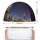 yanfind Swimming Cap York City Brooklyn  Park Waterfront Night Time Cityscape City Lights Reflection Elastic,suitable for long and short hair
