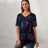 yanfind V Neck T-shirt for Women Black Dark Quotes Baby Groot Silent Have Loudest Minds Popular Quotes Dark Summer Top  Short Sleeve Casual Loose