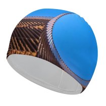 yanfind Swimming Cap Skitterphoto Architecture Metal Design Circular Sky Spiral Indoor Symmetrical Elastic,suitable for long and short hair