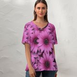 yanfind V Neck T-shirt for Women Flowers Gerbera Flowers Daisy Flowers Daisies Summer Top  Short Sleeve Casual Loose