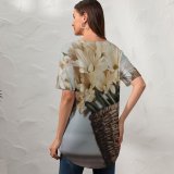 yanfind V Neck T-shirt for Women Arrangement Bouquet Floral Life Basket Petal Flowers Wallpapers Plant Fruits Free Summer Top  Short Sleeve Casual Loose