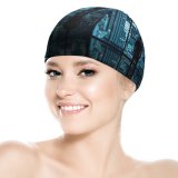 yanfind Swimming Cap Dominic Kamp Black Dark York City Cityscape City Lights Reflection Skyscrapers Night Elastic,suitable for long and short hair