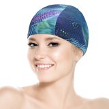 yanfind Swimming Cap Dante Metaphor Abstract Strands CGI Cyan Trails Elastic,suitable for long and short hair