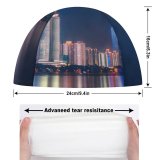 yanfind Swimming Cap GoMustang Qingdao China Night Cityscape City Lights Reflections Elastic,suitable for long and short hair