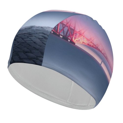 yanfind Swimming Cap Otto Berkeley Architecture Forth  United  UNESCO Heritage Queensferry Sunset River Elastic,suitable for long and short hair