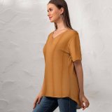 yanfind V Neck T-shirt for Women Sand Sahara Ripples Peach Summer Top  Short Sleeve Casual Loose