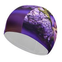 yanfind Swimming Cap Romain Guy   Purple Exposure Rock Gradient Beautiful Elastic,suitable for long and short hair