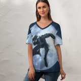 yanfind V Neck T-shirt for Women Graphics CGI Black Dark SpiderMan Night Monkey MARVEL Contest Champions Summer Top  Short Sleeve Casual Loose