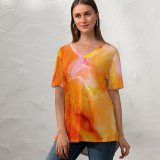 yanfind V Neck T-shirt for Women Robert Kohlhuber Abstract Liquid Art Pearl Fluid  Summer Top  Short Sleeve Casual Loose