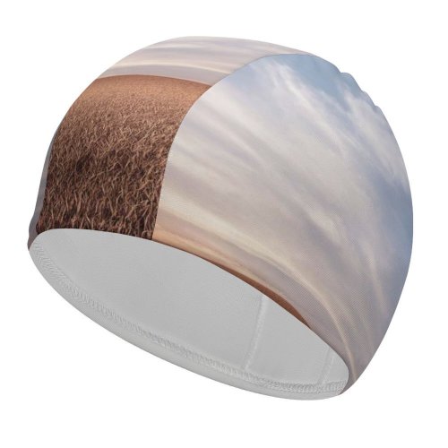 yanfind Swimming Cap Karan Gujar Evening Dusk Landscape Dry Fields Elastic,suitable for long and short hair