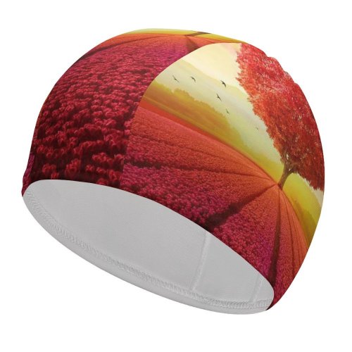 yanfind Swimming Cap Elena Dudina Heart Tree Flower Garden Flowers Landscape Scenery Beautiful Birds Sunrise Elastic,suitable for long and short hair