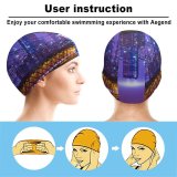 yanfind Swimming Cap Zac Ong York City Night Cityscape Purple City Lights Suspension  Buildings Elastic,suitable for long and short hair