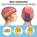 yanfind Swimming Cap Sunset Mountains Countryside  Afterglow Sky Elastic,suitable for long and short hair