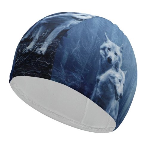 yanfind Swimming Cap Comfreak Black Dark Wolf Forest Dark  Wild Tree Trunks  Light Elastic,suitable for long and short hair