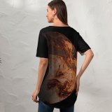 yanfind V Neck T-shirt for Women Daniel Olah Space Black Dark Planet Astronomy Outer Space 003 Summer Top  Short Sleeve Casual Loose
