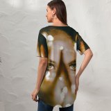 yanfind V Neck T-shirt for Women Eye Modeling California Wallpapers Tight Supernatural Mystical Dark Warm Magic Pictures Summer Top  Short Sleeve Casual Loose