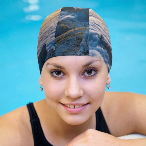 yanfind Swimming Cap Dominic Kamp Santis Highest   Swis Alps Panorama Switzerland Elastic,suitable for long and short hair